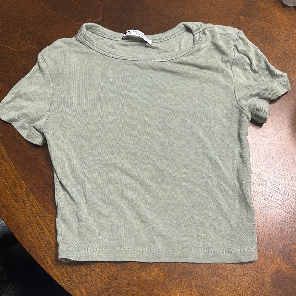 ZARA “Short Sleeve Crop Top”
